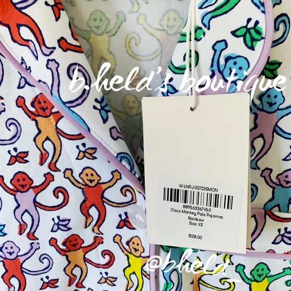 Roller Rabbit Disco Monkey Polo Pajamas in Rainbow Size X-Small XS New NWT - Picture 5 of 16